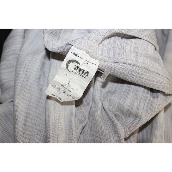 Zyia Active Womens Grey Wrap Twist Front Hooded Pullover Yoga Shawl Top L - Picture 7 of 8